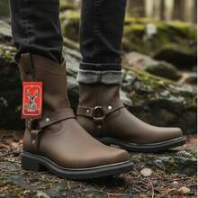 BOTAS VAQUERAS PUNTA CHATA ARGOLLA SUELA COSIDO WELT GOODYEAR PIEL BOVINA - Marrón Chocolate - Ver 2