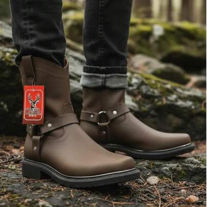 BOTAS VAQUERAS PUNTA CHATA ARGOLLA SUELA COSIDO WELT GOODYEAR PIEL BOVINA