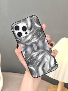 Handyhülle mit unregelmäßigem, metallisch schimmerndem Wellenmuster, ideal als Geschenk für Freunde. kompatibel mit iPhone 17Promax 17Air 17pro 17 16 15 14 13 12 Plus Pro S25Ultra S25plus S25 S24 S23 plus FE Hülle. - Braun - Übersicht 10