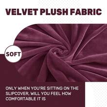 MAXIJIN Velvet Stretch Couch Cushion Covers Soft Loveseat Cushion Cover Replacement Sofa Seat Cushion Slipcovers RV Protector With Elastic Bottom (1 Piece Loveseat Cushion Cover, Wine Red) - 酒紅色 - 查看 4