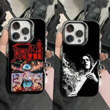 Funda de Teléfono de Banda de Death Metal para 17,16,15,14,13,12,11,Pro,Max,Plus, Anticaída Negra Mate con Parachoques Duro - z7 - Ver 3