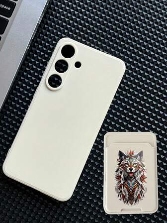 1 pieza Funda de teléfono minimalista de unicolor blanco de TPU con patrón de pintura al óleo de lobo, anti-caída, antideslizante, cobertura completa compatible con iPhone 17 Pro Max/16 Pro Max/14 Pro Max, Galaxy A07/A54 5G/A52/A52s 5G, Galaxy S25 Ultra/S23 Ultra/S24 Ultra, Poco X5 Pro