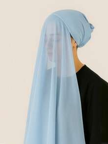 1pc 2-In-1 Chiffon Hijab With Undercap, Silky Soft & Breathable Jersey Hijab & Undercap Set, Suitable For Muslim Daily Wear - Multicolor - View 19