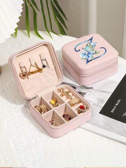 1pc Personalized Jewelry Box For Women, Fashionable Customized Leather Jewelry Storage Case, Thoughtful Holiday Gift For Mother's Day, Girlfriend, Mom, Best Friend, Anniversary