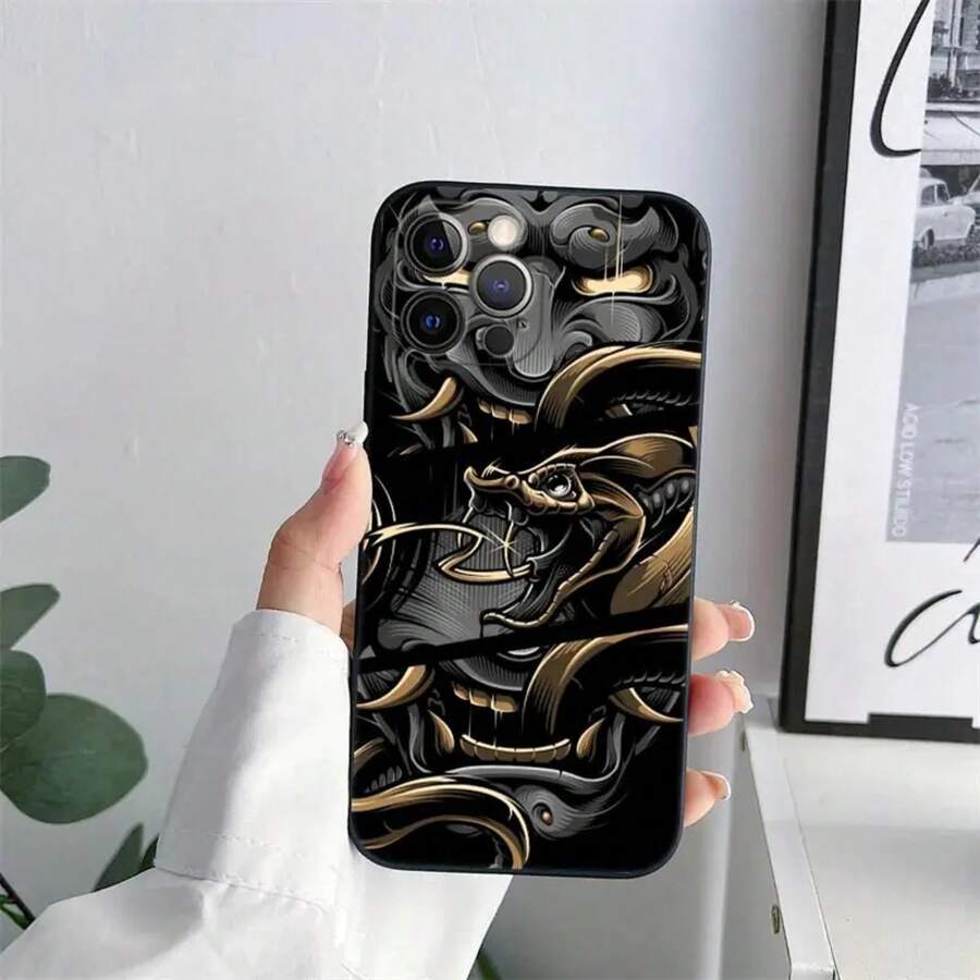 Funda de teléfono con tatuaje de máscara Hannya de samurái para iPhone 11, 15 Pro Max, 14 Plus, 13 Pro, 12, 11, X, S, XR, 7, 8, SE 2020, de TPU suave, compatible con 17, 17 Pro, 17 Pro Max - B04 - Ver 1