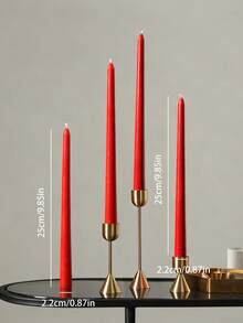 4 قطع/مجموعة، حاملات شموع مخروطية بطول 25 سم، خالية من الروائح والدخان، حاملات شموع لا تقطر، وقت الاحتراق يصل إلى 7-8 ساعات. مصنوعة من شمع البارافين، مناسبة للأعراس وديكور المنزل وموائد الأعياد والحفلات والمطاعم والفعاليات التجارية (أحمر وأبيض) - متعدد الألوان - مشاهدة 3