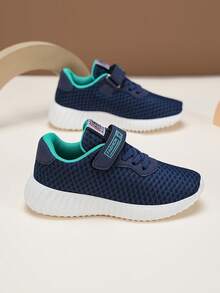 2026春季新款儿童户外网面鞋，舒适、轻便、透气、减震，适合休闲、通勤，便捷魔术贴设计，儿童运动鞋 - 藍色 - 查看 5