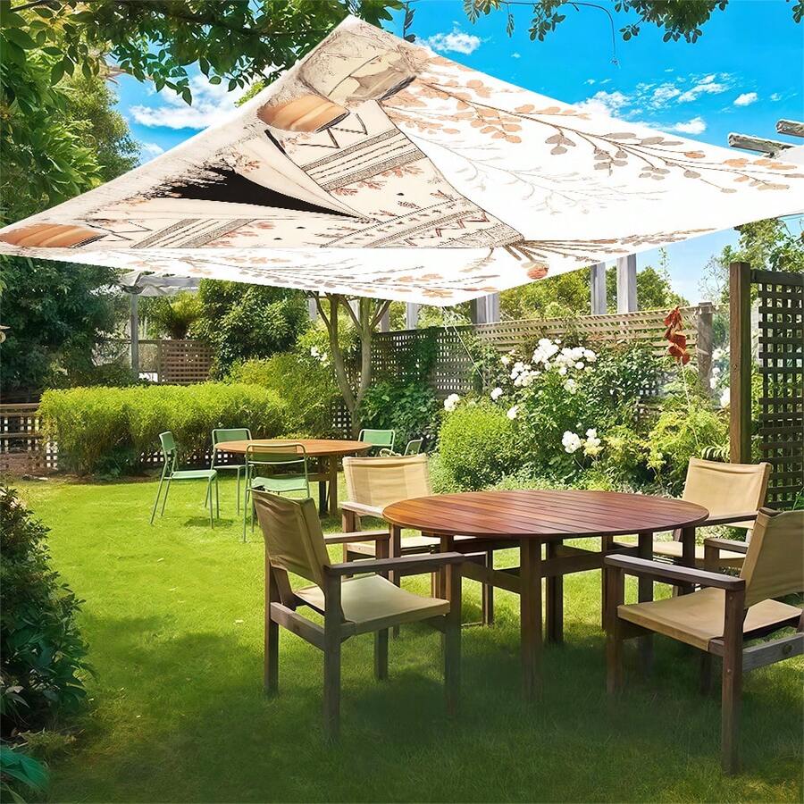 1pc 2D Digital Print Sun Shade Cloth, 5 Different Styles Available, Features Include Printed Pattern Design, Windproof, Detachable, Lightweight, Semi-Shading, Dustproof