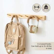 1pc Wooden Key Holder Rack, Nordic Style Wall Mounted Storage Hook, Creative And Space-Saving, Suitable For Kitchen, Bathroom, Bedroom, Back Door, Coat Rack - Apricot - View 14