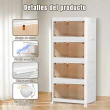 CYE T EASYTAO Cajas de Almacenamiento 4 Niveles Contenedores de Organizador Apilables de Plástico con Tapas Y Ruedas 39 x 28 x 21cm Armario de Organización Plegable - como en la foto - Ver 3