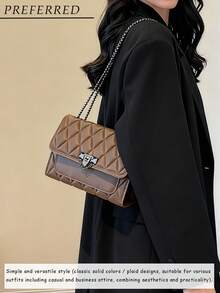 Women's Quilted Leather Shoulder Bag Buckled Clutch Purse Small Crossbody Bags With Chain,Stylish And Versatile, Suitable For Various Occasions Such As Commuting, Dates, Shopping, And Parties. It's An Ideal Gift For Women, Perfect For Birthdays, Valentine's Day, And Anniversaries. - 彩色 - 查看 5