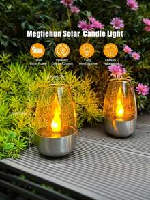 1pc Outdoor Waterproof Solar Powered Tea Light, Outdoor Garden Solar Lamp, Flickering Candle Lantern, Suitable For Home, Bar, Restaurant, Camping, Holiday Decoration