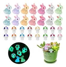 Tendencia60pz Mini Conejos Y Hongos Luminosos Juego De Resina BrillanCalidad premium - Multicolor - Ver 1