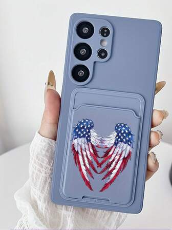 1 pieza Funda de teléfono de unicolor minimalista gris de TPU con elemento de pintura de patrón de ala, anti-caída, antideslizante, cobertura completa compatible con Apple