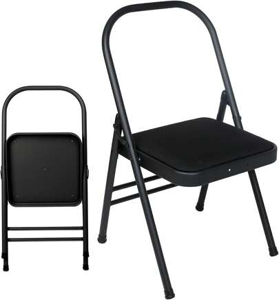 INNOLIFE Black Foldable Backless Yoga Auxiliary Chair For Abs &Amp; Core, Flexibility &Amp; Strength Training, And Back Pain Relief