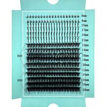 16 Rows Eyelashes (6/7mm) + Pointed Eyelashes (15-21mm) + 60D/80D/100D/120D/160D/200D Russian Volume Eyelash Extension Kit, Pointed D-Curl Fluffy Soft Individual Lash Clusters, 5D Fluffy Thick Lash Clusters, 12-20mm Pointed Lash Clusters, Thick Individual Lashes - Black - View 17
