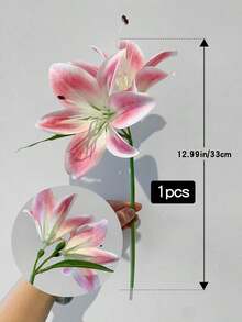 2/6支装人造百合花家居装饰桌面摆件仿真花塑料花卉装饰，适用于花园、婚礼、教室、返校季等场合。 - 多色 - 查看 3