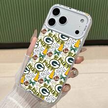 Estampado de los Green Bay  con elementos de fútbol americano. Esta elegante funda es compatible con los modelos  17, 16, 15, 14 Pro Max, 13, 12, 11, XR y XS Plus. Fabricada en silicona TPU, ofrece protección contra golpes y caídas, además de una sensación superior. Es un regalo ideal para familiares, amigos y seres queridos, y una opción perfecta para Año Nuevo. - Plateado - Ver 3