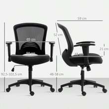 Adjustable Mesh Office Chair With Mesh Backrest, Casters, Tilt Function, Black - Black - View 2