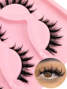 3 Pairs Cat Eye Lashes Spiky Wet Look False Eyelashes 3D Tail Elongated Eyelashes Natural Look Manga Lashes Wispy Fake Lashes Cosplay Anime Lashes Thai Style Eyelash Extension,Suitable For Daily Dating,Masquerade Party - Cat Eye Lashes - View 2