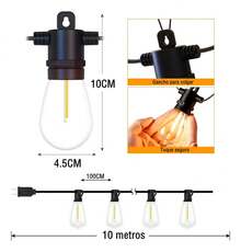 TendenciaGuirnalda De Luces Led Exterior 10metros 10 Focos AmarilloCalidad premium - Amarillo - Ver 7