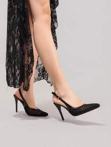 Modische schwarze Spitzen-Mesh-High-Heel-Schuhe, sexy Spitzenschuhe mit super hohem Absatz für Partys, Bankett-Ball-Stiletto-Sandalen für Frauen - Schwarz - Übersicht 8