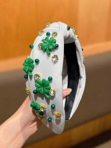 女士发带，时尚优雅，可爱闪亮，镶嵌水钻，圣帕特里克节发饰，绿色编织发带，适合节日派对和正式场合，女士发饰，女士时尚配饰，送给她的头饰礼物 - 彩色 - 查看 8