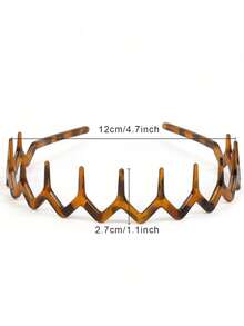 2pcs/4pcs Set Fashion Non-Slip Headbands, Glossy Black & Leopard Print Combination, Stylish Headband With Teeth Wave Design, Home Skincare Headband, Suitable For Daily Face Washing Or Makeup Hairband - Multicolor - View 7