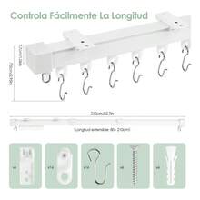 TendenciaCortineros Ajustable Riel Para Cortina De Techo 0.8-2.1mCalidad premium - Blanco - Ver 4