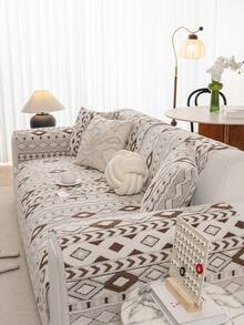 1pc All-Season Sofa Cushion Cover, Modern Minimalist Anti-Slip Sofa Seat Protector, Dust-Proof & Washable, Soft & Fade-Resistant, Pet-Friendly, Fits L-Shaped Sofa And 1/2/3/4 Seater Sofa - Brown - View 7