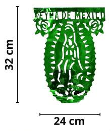 TendenciaPapel Picado Metálico Virgen De Guadalupe Enramada-tricolor Verde Plata Y Rojo Enramada Virgen De Guadalupe MetálicoCalidad premium - 1 - Ver 2