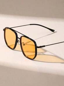 1pc Metal Pilot Frame Tinted Lens Classical Sunglasses For Vacation Party Musical Festival Accessories Sunglasses Beach Sun Glasses Beach Accessories For Women Sun Glasses Sunglasses Shades Basics And Suit For Sweater Jeans Sweatpants Hoodie Jackets Dress And Long Sleeve Shirt Fashionable Shade Elegant Outfit Family Outings Travel Vacation Holiday For Summer Beach Vacation,Outdoor,Travel - 黃色 - 查看 3