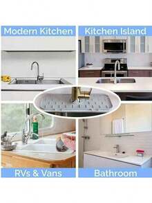 1pc Kitchen Sink Splash Guard, Silicone Faucet Mat Sink Water Splash Guard, Faucet Splash Catcher, Silicone Deflector Under The Faucet, Keep Kitchen And Bathroom Sinks Dry - Multicolor - View 8
