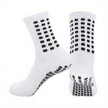 1 Pair Unisex Non-Slip Sports Socks, Enhanced Grip, Suitable For Tennis, Skateboarding, Hiking, Running, Cycling, Soccer, Basketball, Baseball, Rugby, Football Sports - Machine Washable Socks - 1 đôi màu trắng - Xem 8