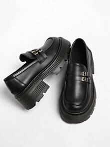 2025 New Platform Loafers For Petite Women, Comfortable, Versatile, Slip-On Casual Shoes - Black - View 4