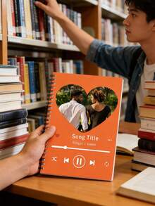 1pc Customized Lyric Spiral Notebook-Personalized Music Spotify Notebook With Couple And Text,Travel Journal,Meeting Planner,Couple'S Anniversary Gift,Lover Gifts,Birthday Gifts For Friend,Customized School Office Notebooks,Wedding Gifts,Valentine'S Day Gifts - Multicolor - View 3