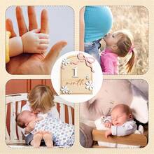 新生儿成长里程碑道具、婴儿成长摄影道具、新生儿礼物、性别揭晓派对、迎婴派对装饰、婴儿用品 - 粉紅色+白色 - 查看 3