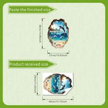 1 Set Blue Ocean & Dolphin Decorative Wall Stickers, Self-Adhesive For Bathroom, Living Room, Bedroom, Removable Home Decor - Baby Blue - View 7