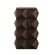 60CM Height Three-Dimensional Embossed Pattern Design Retro Side Table Retro Wooden Nightstand Brown,No Assembly Required - Black - View 1
