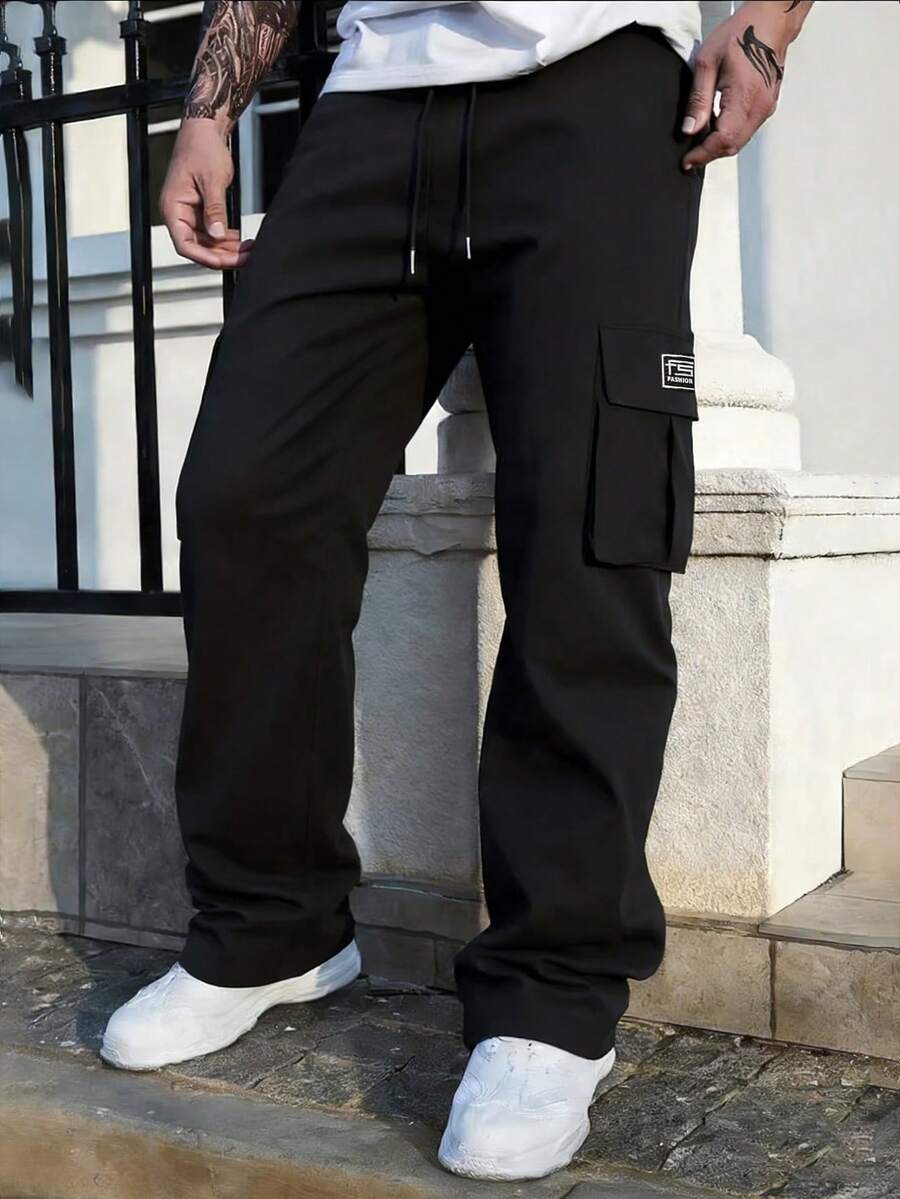 Men's Casual Utility Pants, Outdoor Hiking Straight Leg Trousers, Spring/Autumn - Black - View 1