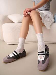 2025新款夏季女式红色魔术贴运动鞋，皮革透气软底休闲鞋 - 深灰色 - 查看 4