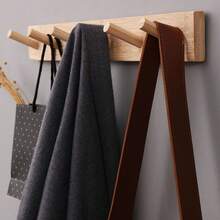 1pc Wooden Key Holder Rack, Nordic Style Wall Mounted Storage Hook, Creative And Space-Saving, Suitable For Kitchen, Bathroom, Bedroom, Back Door, Coat Rack - Apricot - View 8