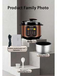 Olla a presión eléctrica multifunción Melaide de 5L, 1000W de alta potencia, funciones preestablecidas, mantener caliente con un solo toque, temporizador de 24 horas, pantalla LED, carcasa de metal, olla interior de aluminio, revestimiento antiadherente, ideal para uso doméstico - Enchufe EU Tipo E(220-240V) - Ver 10