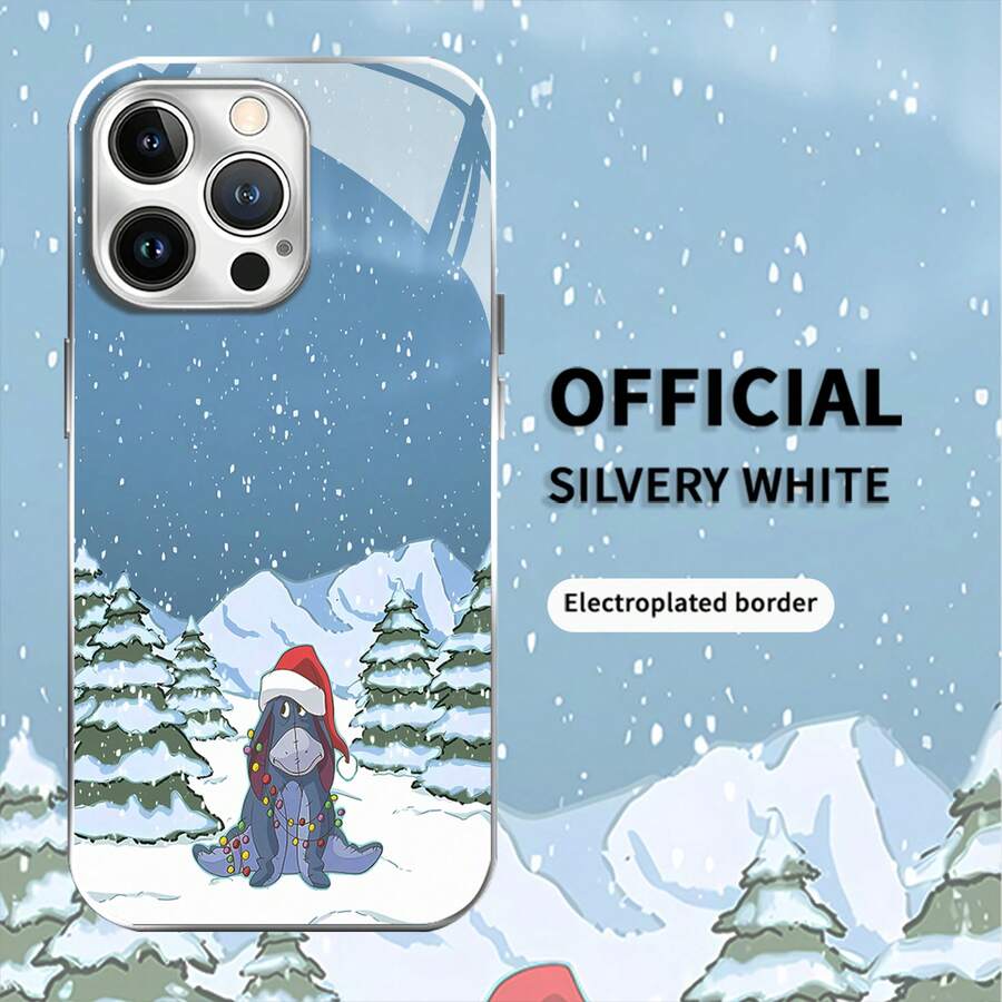 Estuche para teléfono con temática navideña de compatible con estuches para teléfonos 17 16 Pro Max 15 Pro Max 13 y 12 Material brillante 2 en 1 duradero a prueba de golpes y elegante una excelente opción para familiares, amigos, seres queridos, novios, novias y regalos de Navidad y Año Nuevo - Plateado - Ver 1