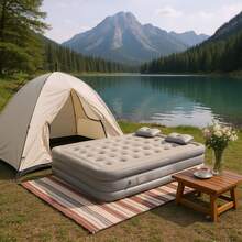 Heavy-Duty Luxury Inflatable Bed Double Inflatable Bed Inflatable Mattress With Pillows 203*157*42cm Gray - 灰色 - 查看 6