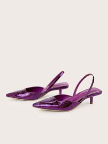 2024新款女士优雅时尚独特后跟带高跟鞋（不对称镂空鞋面） - 紫色 - 查看 3