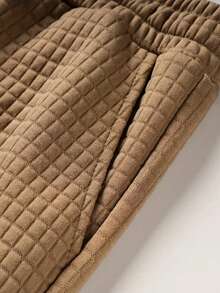 男士华夫格纹休闲短裤，纯色抽绳腰宽松版型，撞色滚边，适合街头风、健身、跑步、户外运动、夏季休闲出行