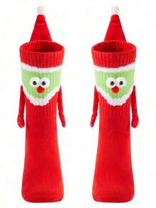 1 Pair Holiday Long Socks, Novelty Handgrip Cute Gift Socks, Valentine's Day Novelty Handgrip Socks, Family Matching Socks, Valentine's Day Couple Socks, Casual Home Party, Suitable For Adults, Students, Teenagers, Ideal Gift