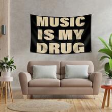 Music Is My Drug; Hanging Fabric Decoration Background, Party Background Decoration Hanging Fabric, Home Background Decoration. - 60*90cm - 查看 2