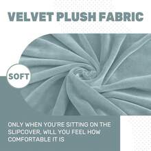 MAXIJIN Velvet Stretch Cushion Covers Couch Cushion Slipcovers Loveseat Sofa Cushion Covers For Individual Cushions With Elastic Bottom (2 Piece Loveseat Cushion Covers, Dusty Blue) - 塵藍 - 查看 4